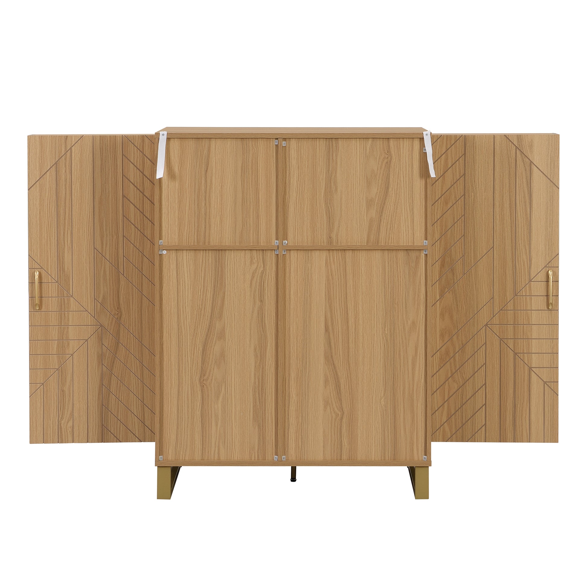 42.5" Modern Home Bar Cabinet Carved Wine Cabinet With Storage Natural Dining Room Contemporary Mdf