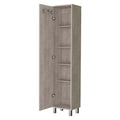 Concrete Gray 3 Broom Hangers Tall Storage Cabinet Standard 5 Or More Shelves Gray Gray Primary Living Space Wood Shelves Wood