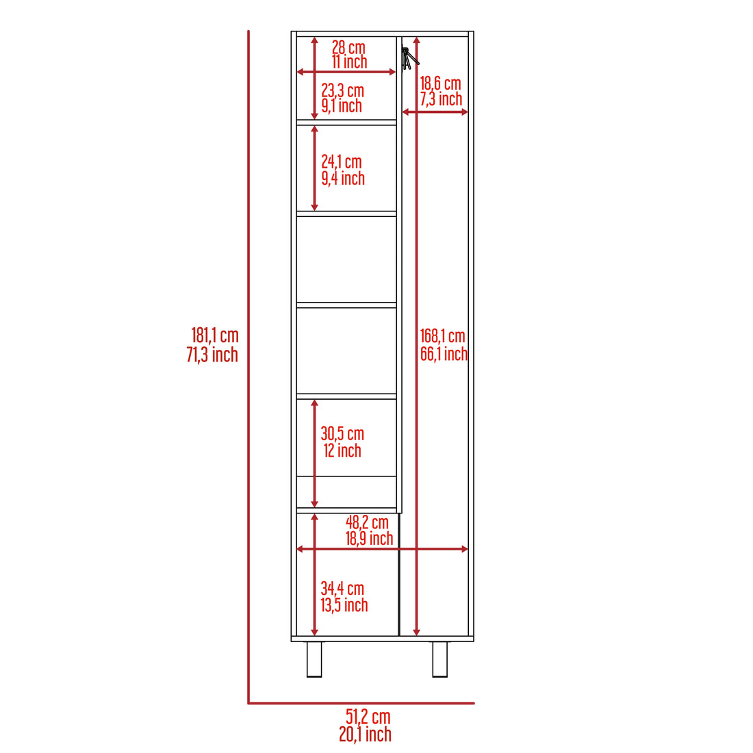 Norway Broom Closet Pantry White Primary Living Space Modern Particle Board Engineered Wood