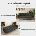 Orisfur. Linen Upholstered Modern Convertible Folding Futon Sofa Bed For Compact Living Space, Apartment, Dorm, Black Black Foam Linen