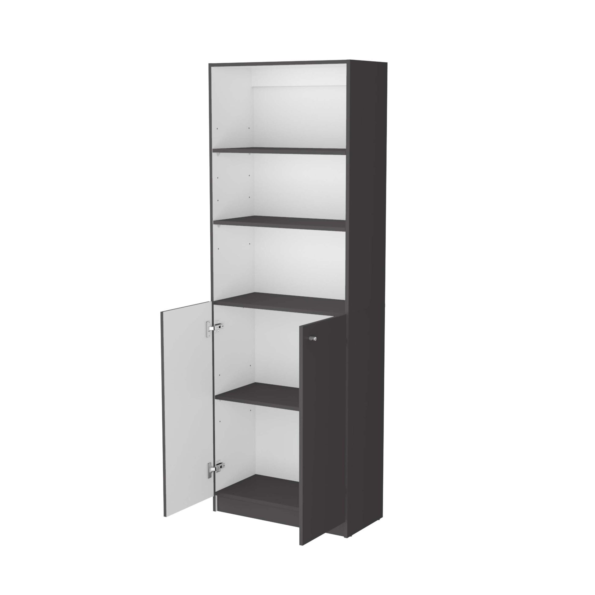 Matt Gray And White 2 Door Bookcase Grey White Primary Living Space Wood