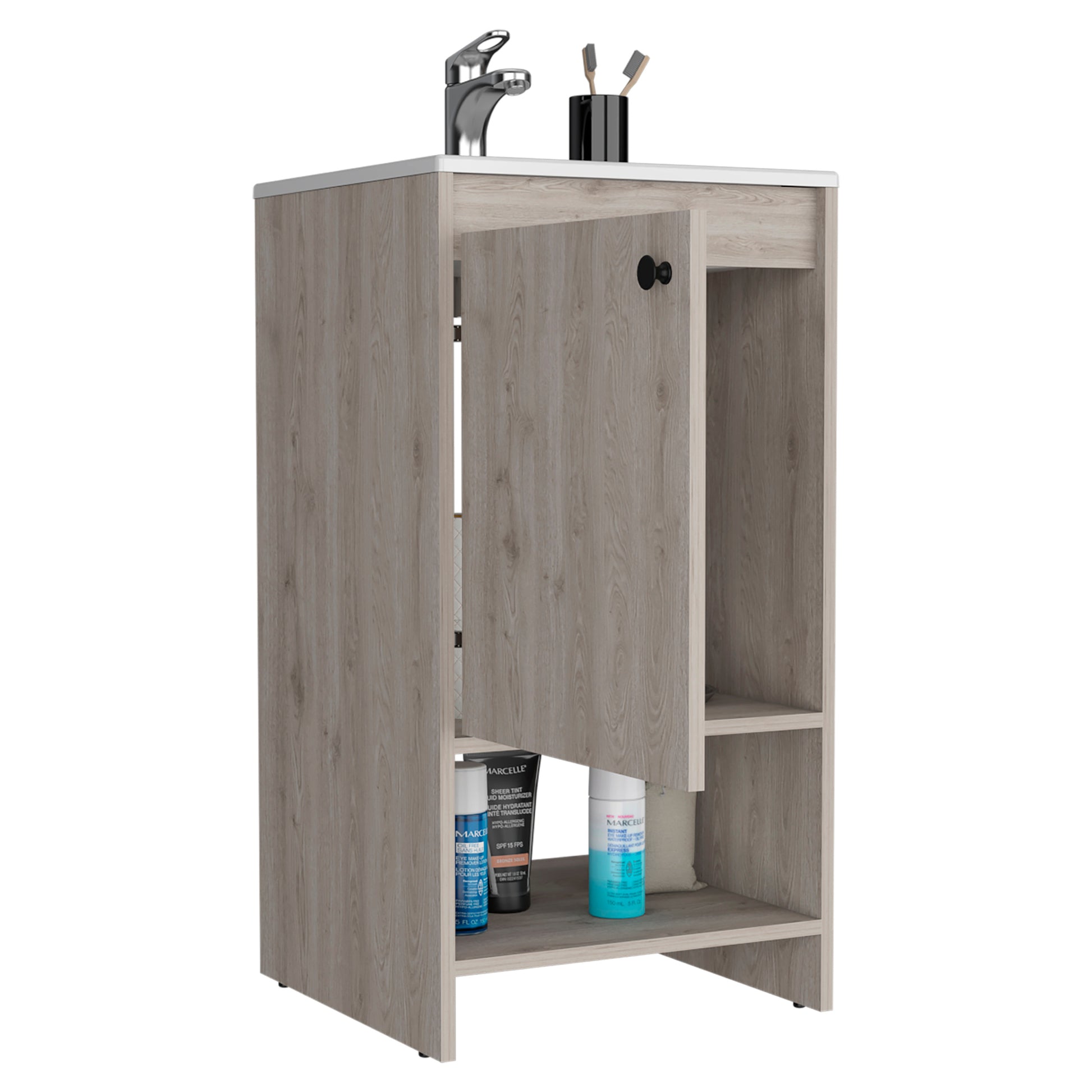 Jane Bathroom Vanity, Single Door Cabinet, Two Shelves Light Gray Gray Bathroom Modern Particle Board Particle Board