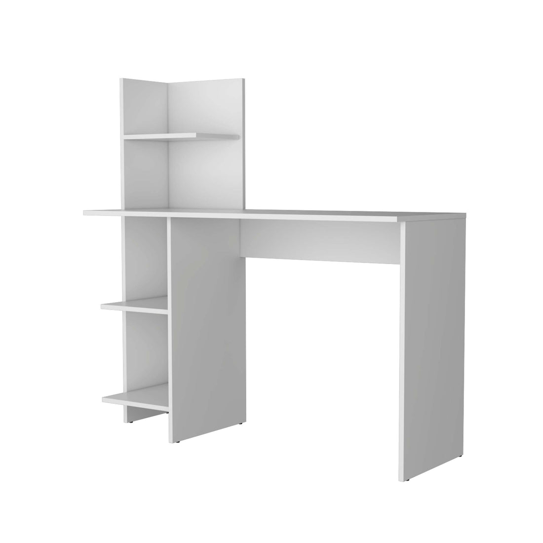 White Four Shelves Writing Desk White White Writting Desk Office Rectangular Shelves Desk Wood