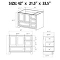 Solid Wood 42 Inch Bathroom Vanity Without Top Sink, Modern Bathroom Vanity Base Only, Birch Solid Wood And Plywood Cabinet, Bathroom Storage Cabinet With Double Door Cabinet And 4 Drawers, White Soft Close Doors Bathroom Lacquered 4 White 4 4 36 To 47