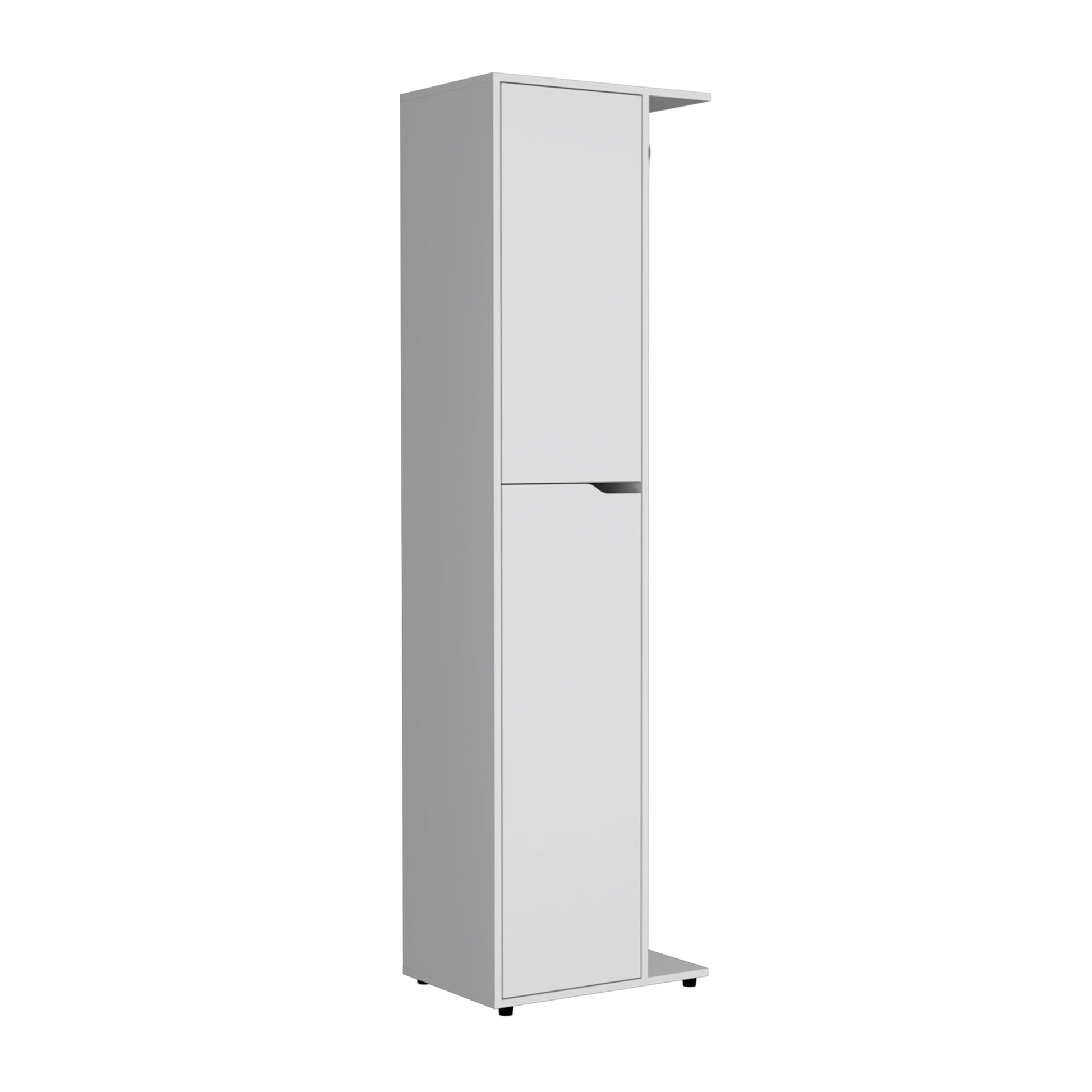 71.3" H Broom Storage Closet With One Door, Four Shelves And Broom And Mop Holder,White White Particle Board Particle Board