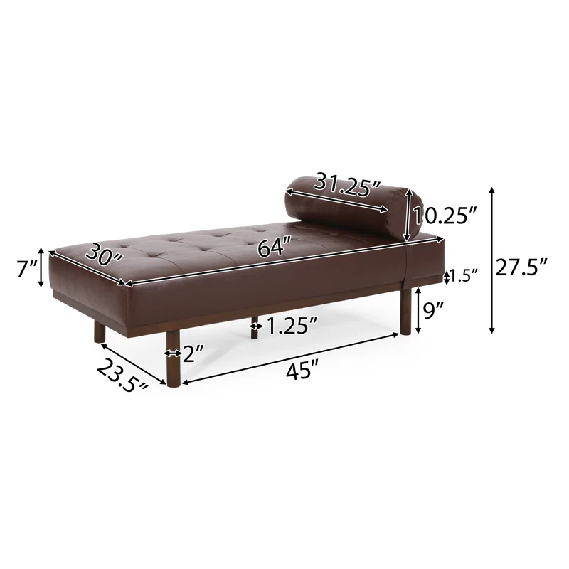 Chaise Lounge Dark Brown Pu