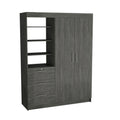 Kenya 3 Drawers Armoire, Double Door, 3 Tier Shelf Smokey Oak Smoke Grey Bedroom Modern Particle Board