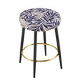 Counter Height Bar Stools Set Of 2, Pu Kitchen Stools Upholstered Dining Chair Stools 24 Inches Height With Golden Footrest For Kitchen Island Coffee Shop Bar Home Balcony Silver Leaves Velvet Cushion Alloy Steel Black And Silver Kitchen Foam Dry Clean