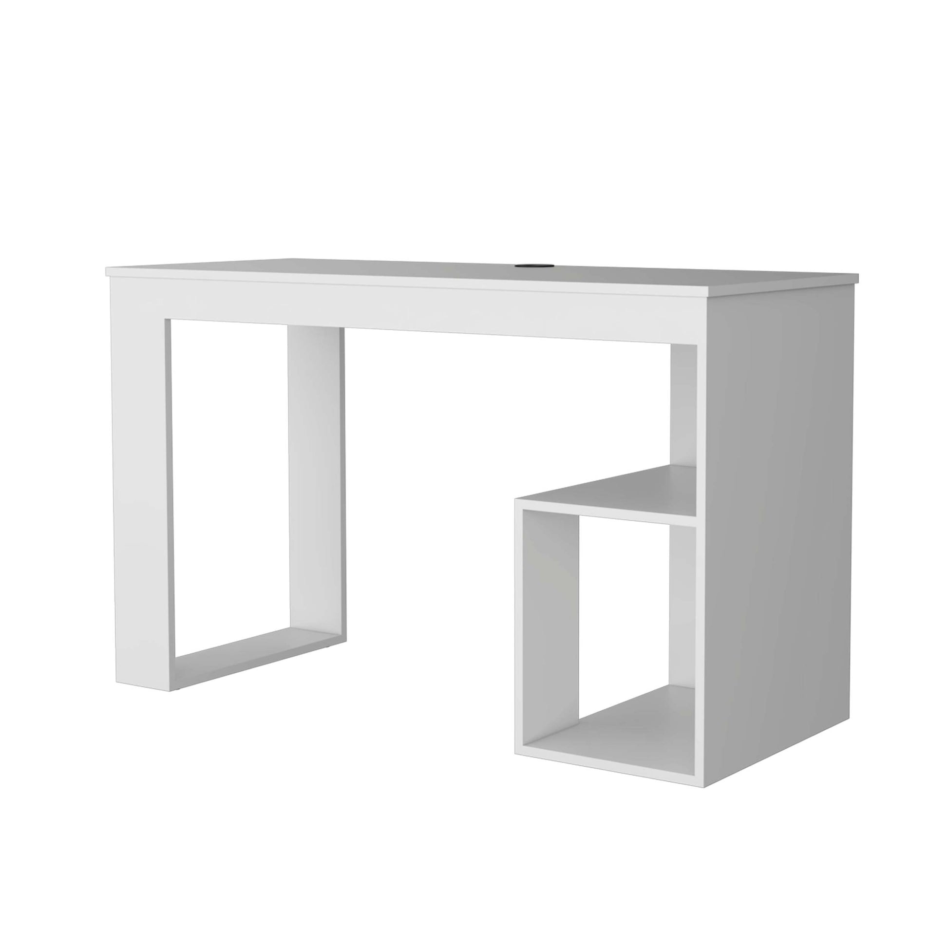 White Two Shelves Writing Desk White White Writting Desk Office Rectangular Shelves Desk Rectangular Wood