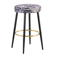 Counter Height Bar Stools Set Of 2, Pu Kitchen Stools Upholstered Dining Chair Stools 24 Inches Height With Golden Footrest For Kitchen Island Coffee Shop Bar Home Balcony Silver Leaves Velvet Cushion Alloy Steel Black And Silver Kitchen Foam Dry Clean