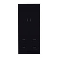 Taly Armoire With Double Doors, 2 Drawers, And Hanging Rod Black Black Particle Board