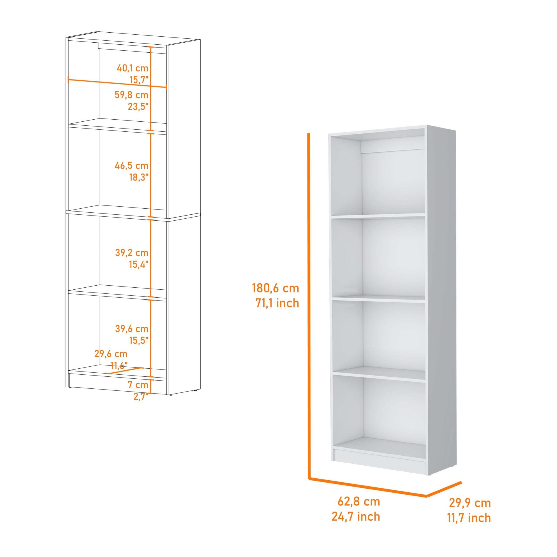 White Tier Storage Shelves Bookcase 4 White White Standard Horizontal Primary Living Space Closed Back Wood Wood