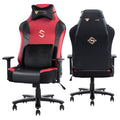Big And Tall Gaming Chair 400Lbs Gaming Chair With Massage Lumbar Pillow, Headrest, 3D Armrest, Metal Base, Pu Leather Metal Red Handle Pu Leather