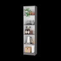 Zachary Matt Gray And White 5 Shelf Slim Bookcase 5 Grey White Standard Horizontal Primary Living Space Closed Back Wood Wood