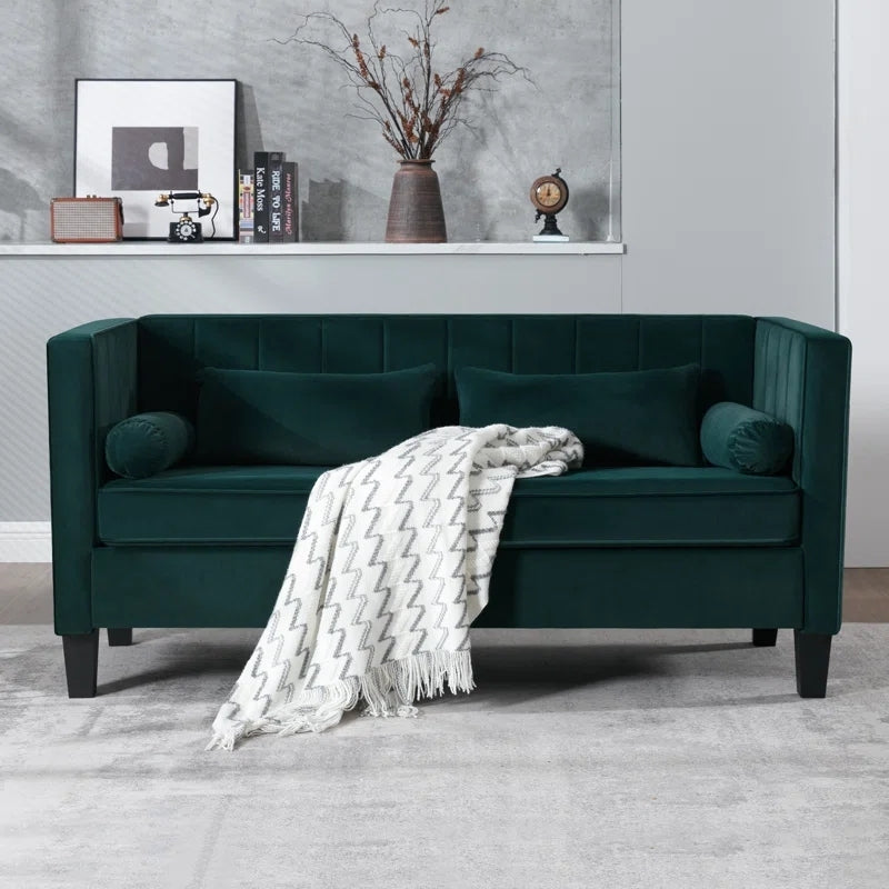 Sofa ,64.96" Modern Sofa Couch 2 Seater Fabric Sofa Green Wood Heavy Duty Foam Velvet 2 Seat