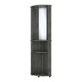 Smokey Oak 3 Tier Shelf Bar Cabinet Standard 3 4 Shelves Gray Gray Primary Living Space Open Storage Space Wood