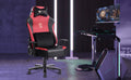 Big And Tall Gaming Chair 400Lbs Gaming Chair With Massage Lumbar Pillow, Headrest, 3D Armrest, Metal Base, Pu Leather Metal Red Handle Pu Leather