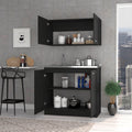 Zurich Cabinet Set, Two Shelves Black Black Particle Board