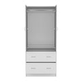 Taly Armoire With Double Doors, 2 Drawers, And Hanging Rod White White Particle Board