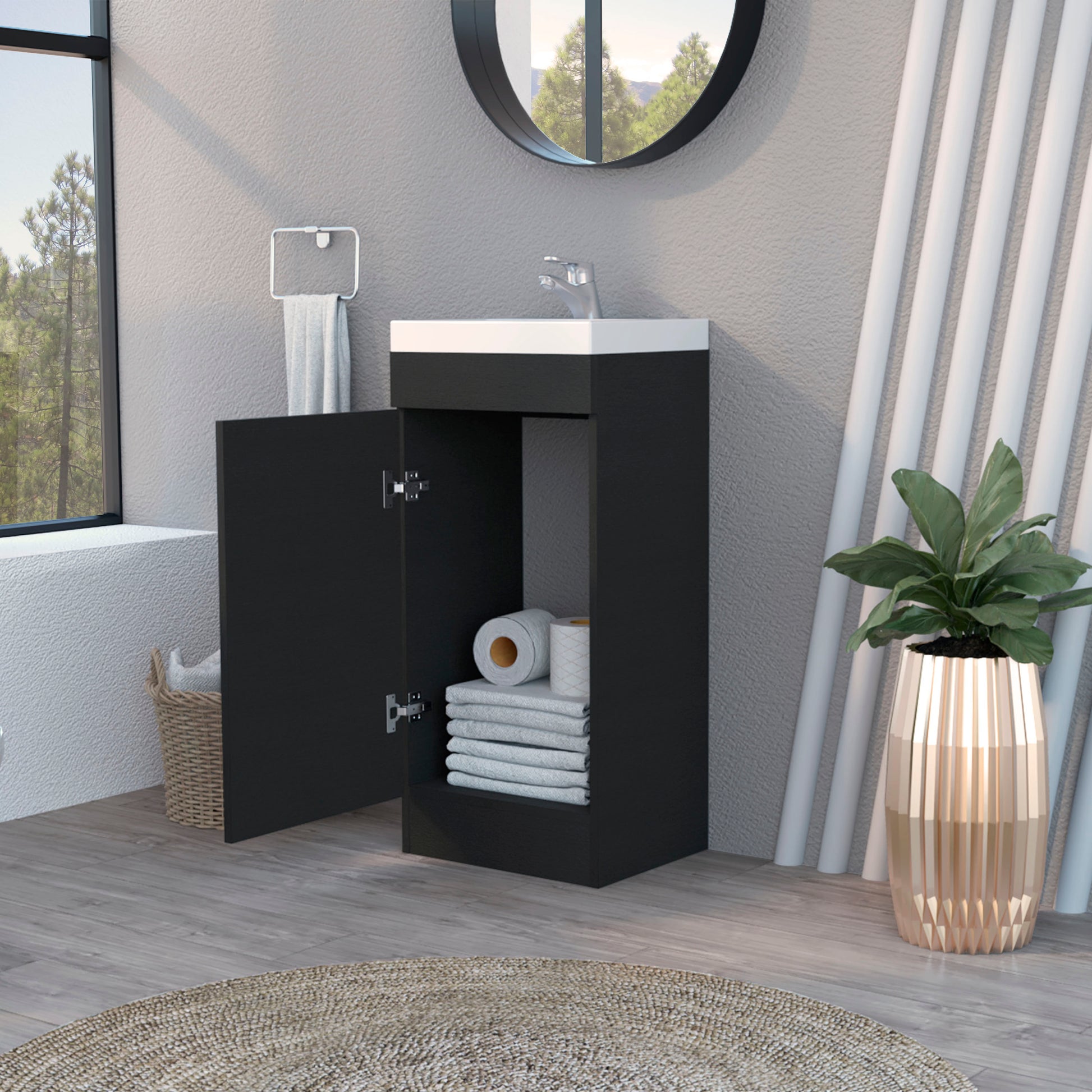 Toledo Bathroom Vanity Black Bathroom Modern Particle Board Engineered Wood