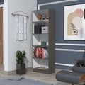 Matt Gray And White 5 Shelf Bookcase 5 Grey White Standard Horizontal Primary Living Space Closed Back Wood Wood