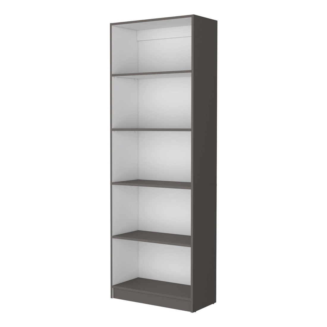 Matt Gray And White 5 Shelf Bookcase 5 Grey White Standard Horizontal Primary Living Space Closed Back Wood Wood