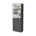 Matt Gray And White 2 Door Bookcase Grey White Primary Living Space Wood