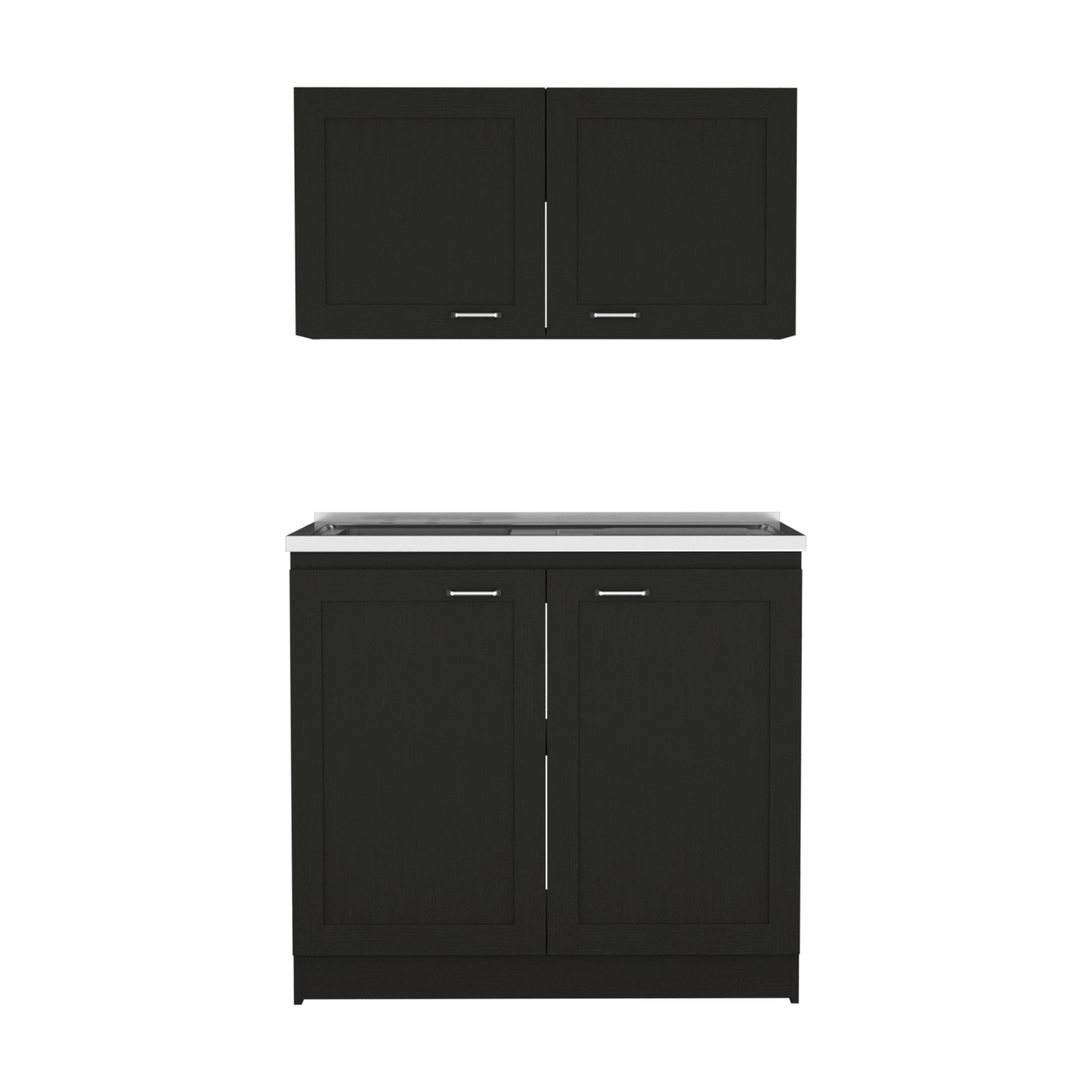 Perseus Cabinet Set Black Kitchen Modern Particle Board Engineered Wood