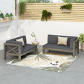 Brava X Back Left Right Corner Bench Set Dark Grey Seats 4 Acacia Wood