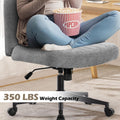 Office Chair With Wheels, Armless Office Chair, Linen Wide Seat Home Office Chair, Cute Computer Chair With 15 Swing Backrest, Suitable For Bedrooms And Dressing Tables Wood Grey Handle Linen