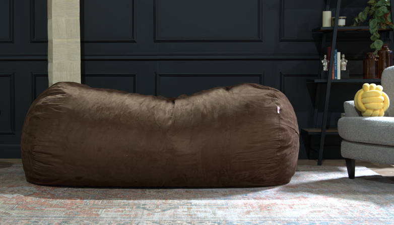 Jasper Traditional 8 Foot Cylindrical Suede Bean Bag, Brown Brown Microfiber