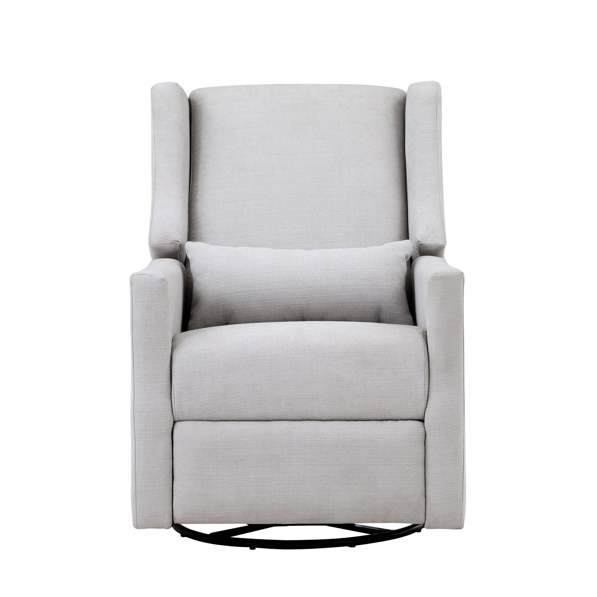 Pronto Swivel Glider Recliner With Pillow Blanco Fabric White Polyester Wood Fabric