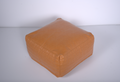 Bambo Faux Leather Rectangle Pouf, Caramel Caramel Faux Leather