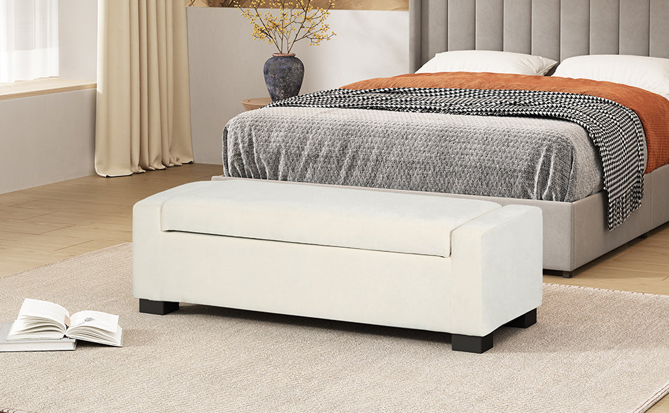 Storage Ottoman White Fabric