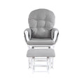 Mason Glider And Ottoman White Wood And Oyster Fabric Gray Polyester Wood Fabric