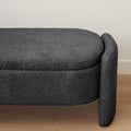 Ottoman Oval Storage Bench 3D Lamb Fleece Fabric Bench With Large Storage Space For The Living Room, Entryway And Bedroom,Dark,Grey Dark Gray Polyester
