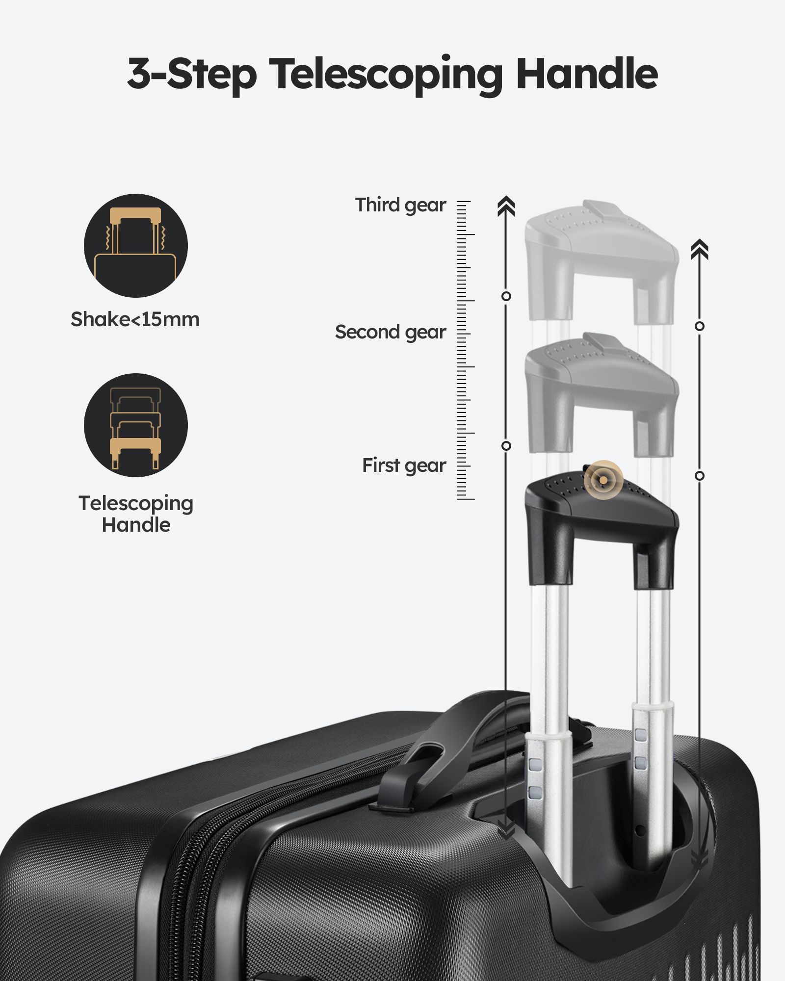 20 Inch Carry On Expandable Luggage With Tsa Lock Airline Approved Suitcase With Spinner Wheels Black Abs