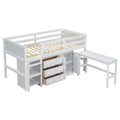 Twin Size Low Loft Bed With Pull Out Desk, Drawers, Cabinet, And Shelves For White Color Box Spring Not Required Twin White Bedroom Pine