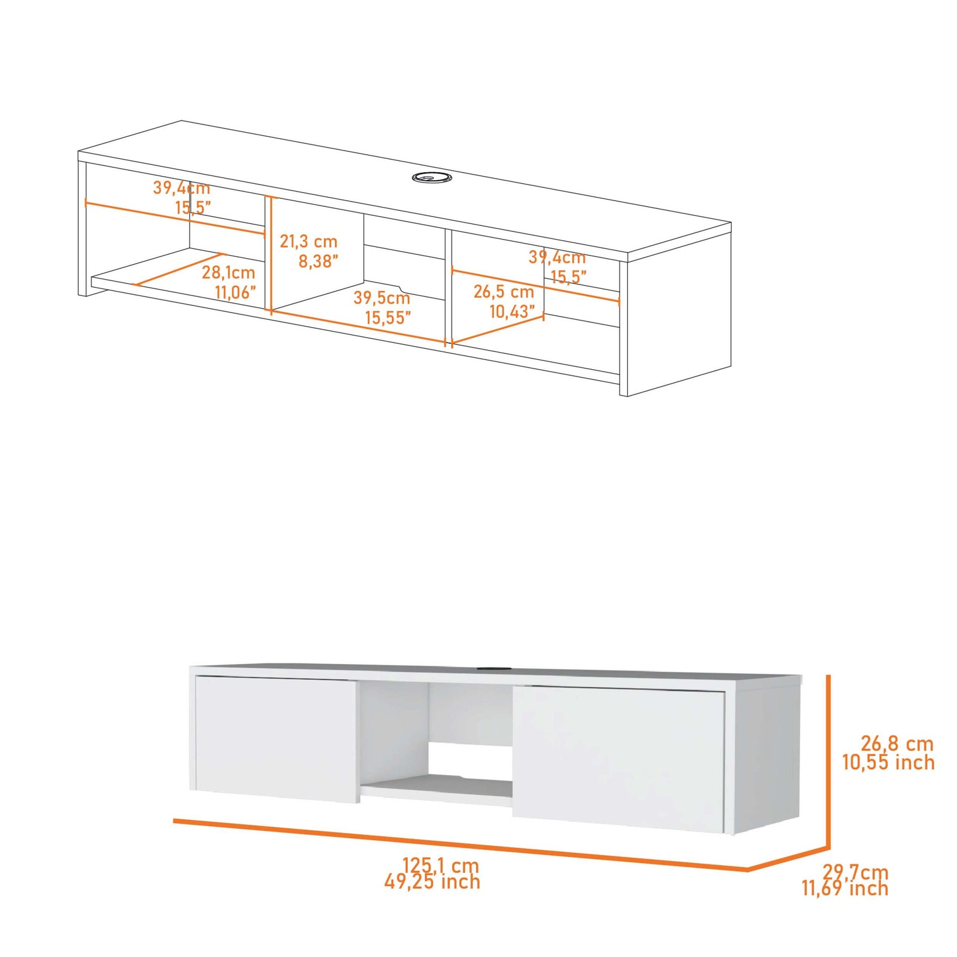 White 2 Door Floating Tv Stand White White Primary Living Space 40 49 Inches 40 49 Inches Wood