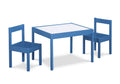 Gibson 3 Piece Dry Erase Kids Table & Two Chair Set, Dark Blue Navy Rubberwood Wood