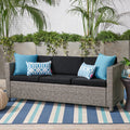 Puerta 3Seater Black Grey Pe Rattan Iron