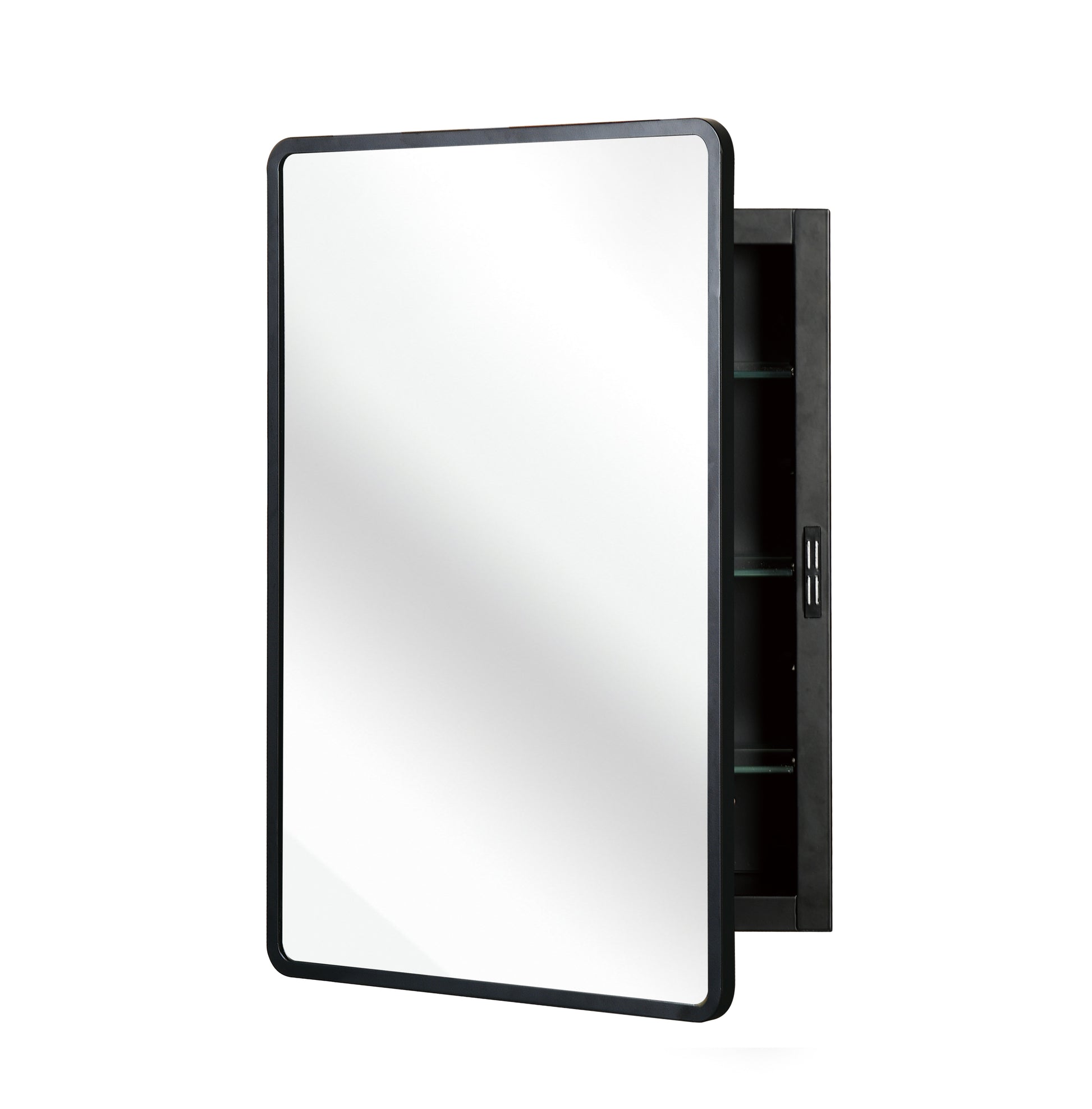 Black 20X30 Inch Metal Framed Wall Mount Or Recessed Mirror Cabinet Adjustable Shelves Bathroom Powder Coated Black 1 3 18 To 23 In 24 To 31 In Wall Mounted Classic Less Than 5 Inches Glass Iron