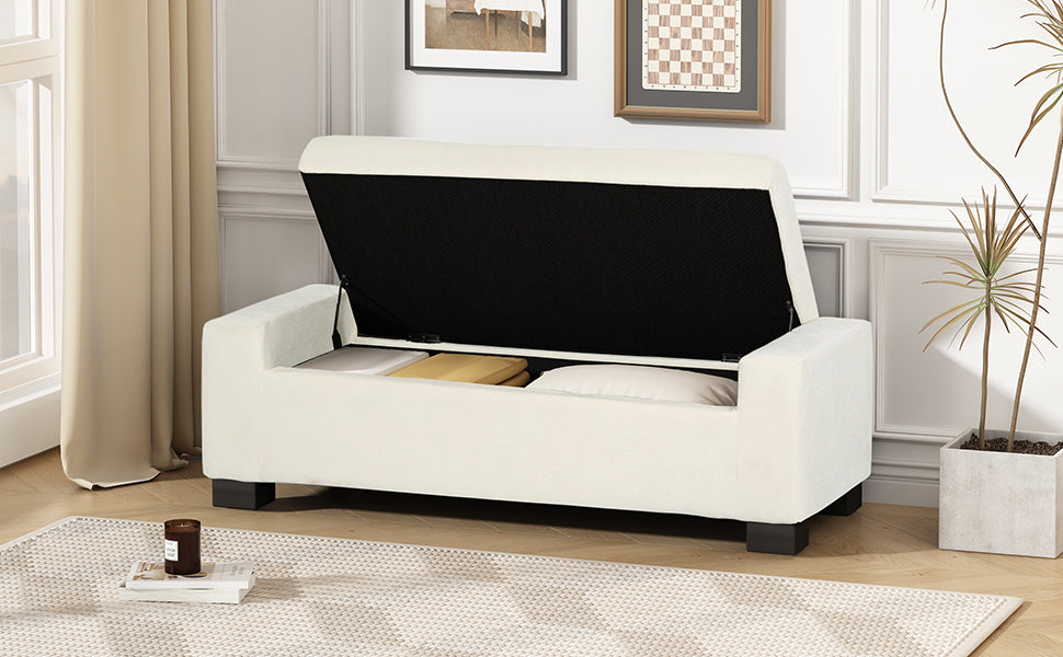 Storage Ottoman White Fabric