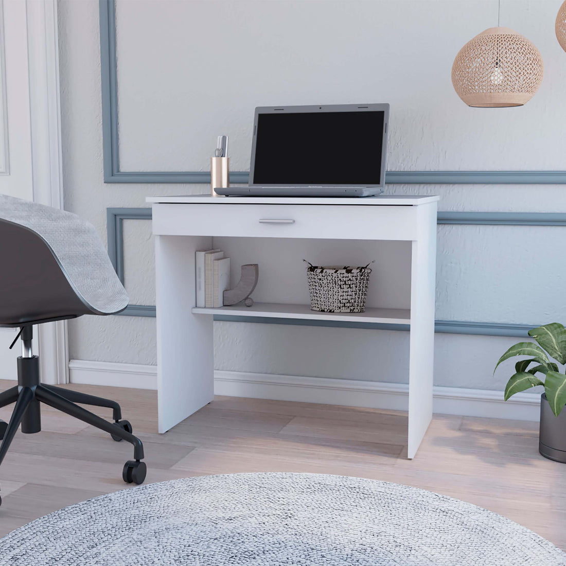 White Storage Desk With Drawer And Shelf White White Computer Desk Office Freestanding Rectangular Drawers Desk Wood