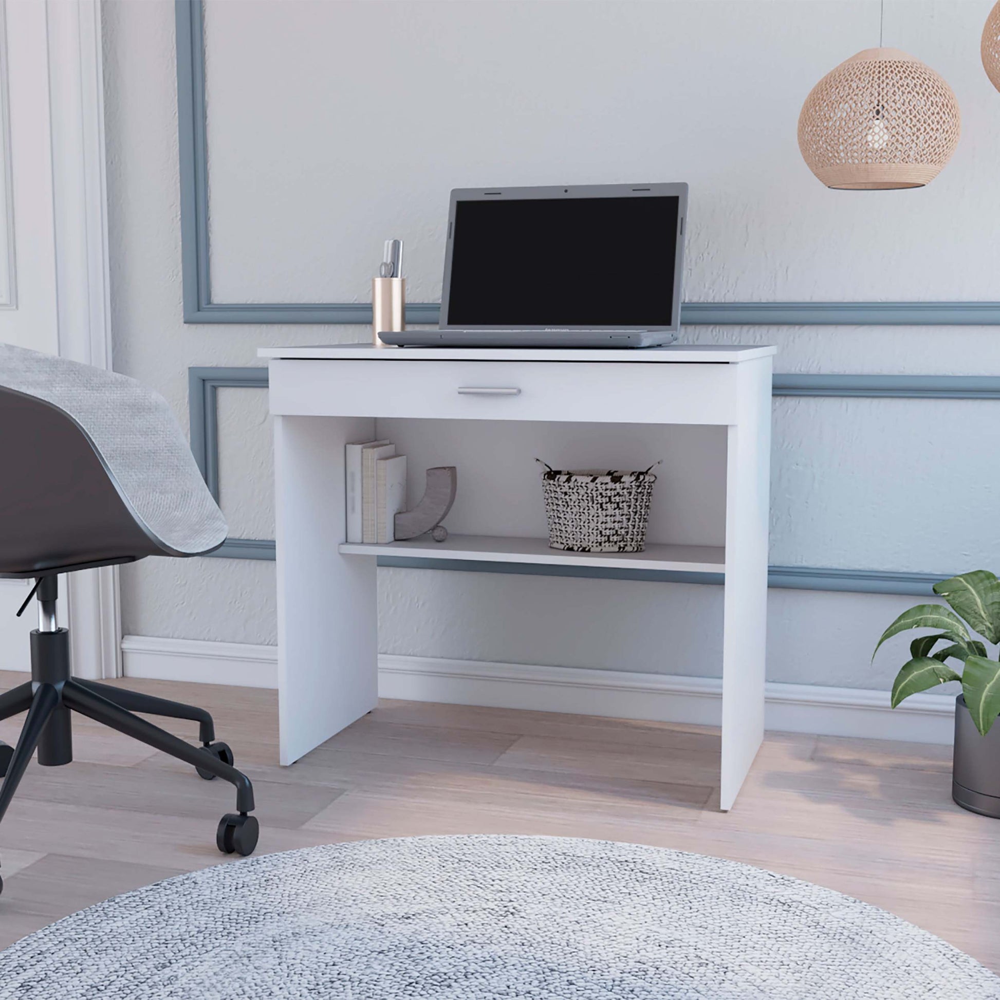 White Storage Desk With Drawer And Shelf White White Computer Desk Office Freestanding Rectangular Drawers Desk Wood