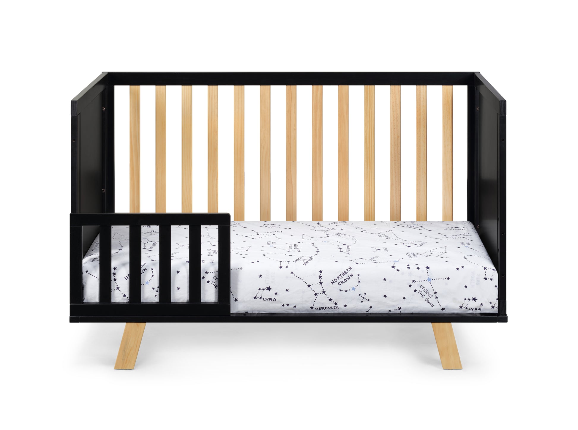 Livia 3 In 1 Convertible Island Crib Black Natural Black Solid Wood