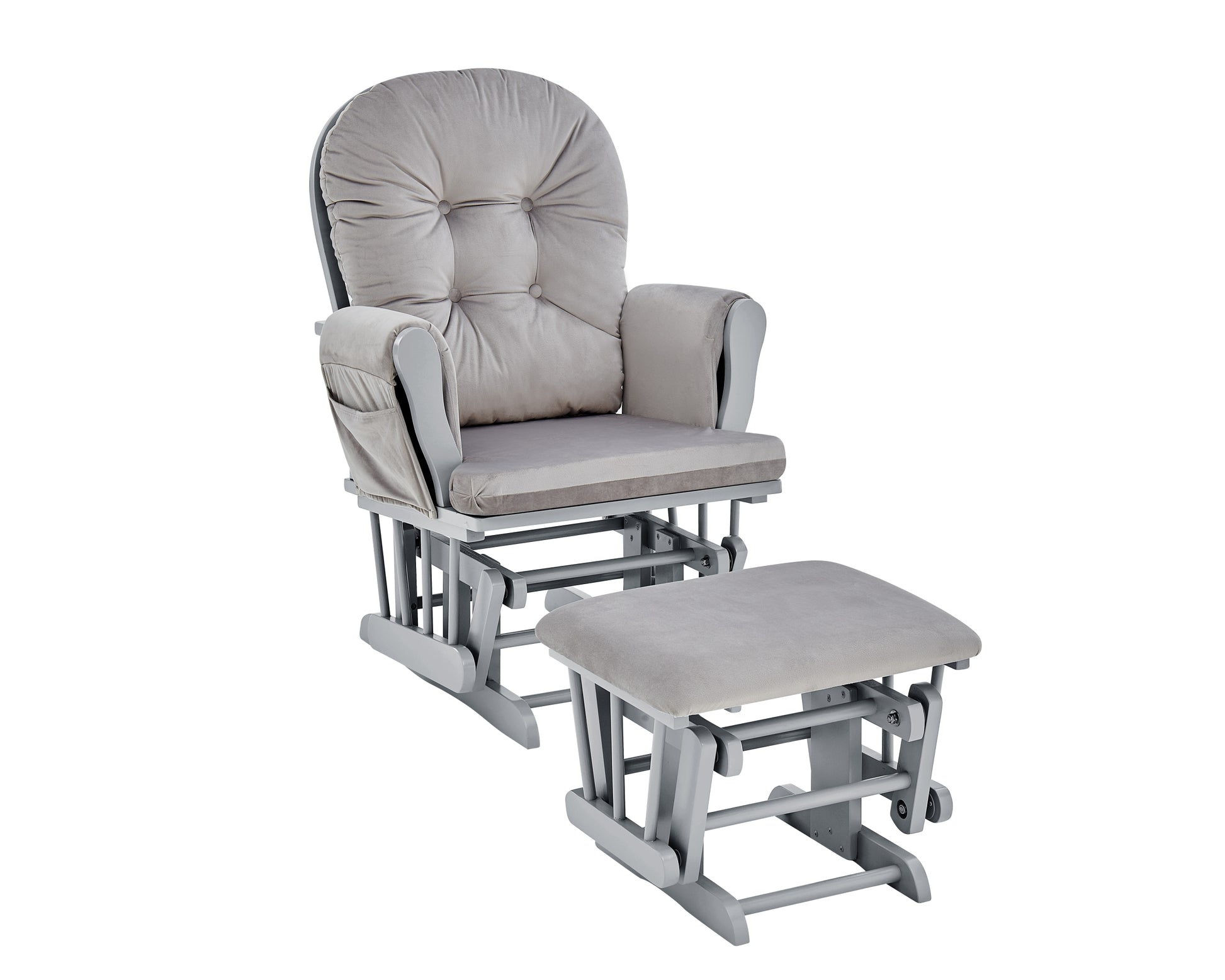 Mason Glider And Ottoman Gray Wood And Light Gray Fabric Gray Polyester Wood Fabric