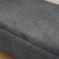 Ottoman Oval Storage Bench 3D Lamb Fleece Fabric Bench With Large Storage Space For The Living Room, Entryway And Bedroom,Dark,Grey Dark Gray Polyester