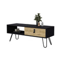 Black And Macadamia Hairpin Legs Coffee Table Black Natural Primary Living Space Rectangular Open Storage Coffee & End Tables Rectangular Wood Hairpin