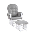 Mason Glider And Ottoman White Wood And Oyster Fabric Gray Polyester Wood Fabric